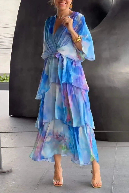 Damesjurk Wikkel met Vrouwelijke Print en Chiffon Lizzy