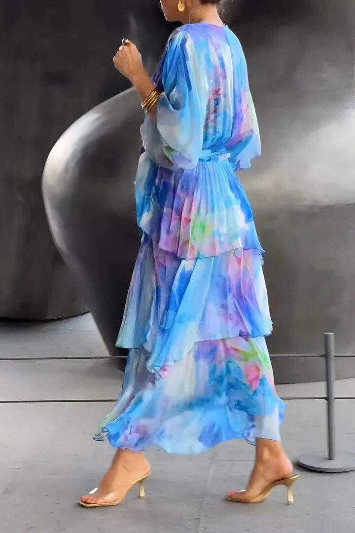 Damesjurk Wikkel met Vrouwelijke Print en Chiffon Lizzy