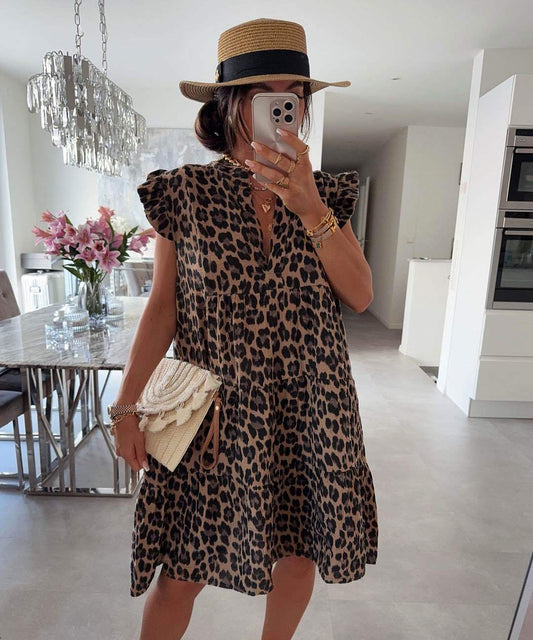 Damesjurk Zomer met Ruchedetails en Losse Mouwen Lizzy