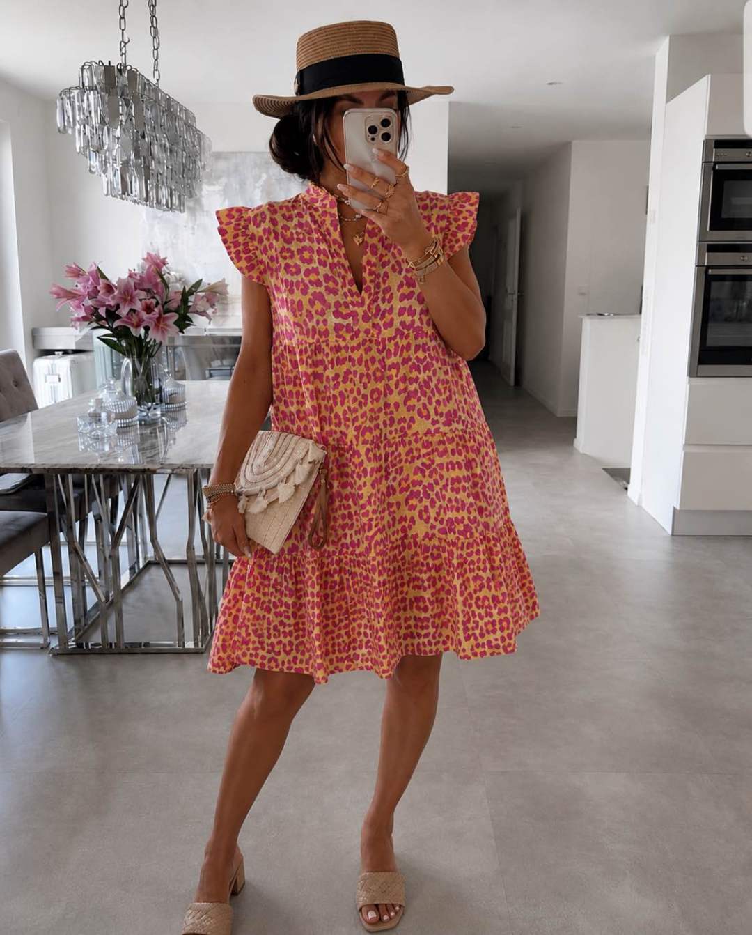 Damesjurk Zomer met Ruchedetails en Losse Mouwen Lizzy