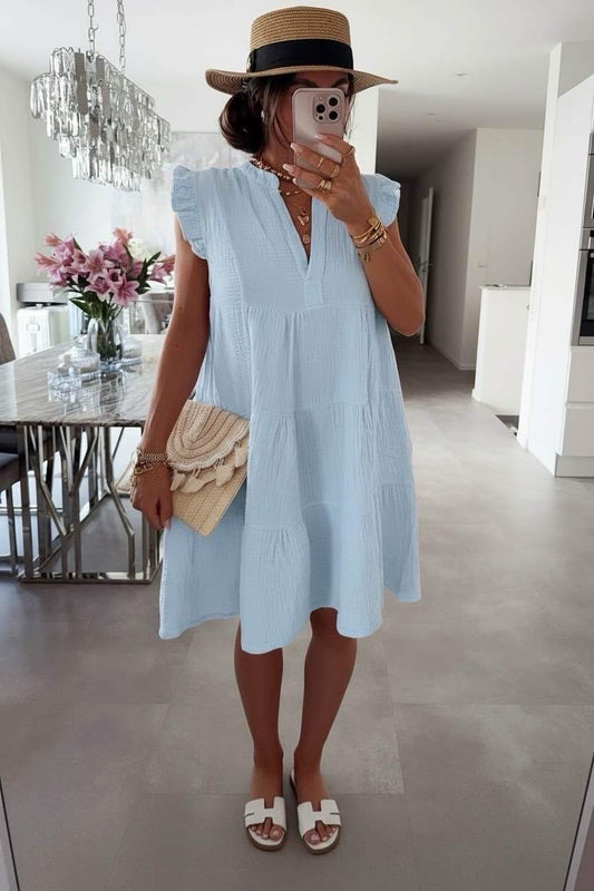 Damesjurk Zomer met Ruffle Mouwtjes en V-hals Lizzy