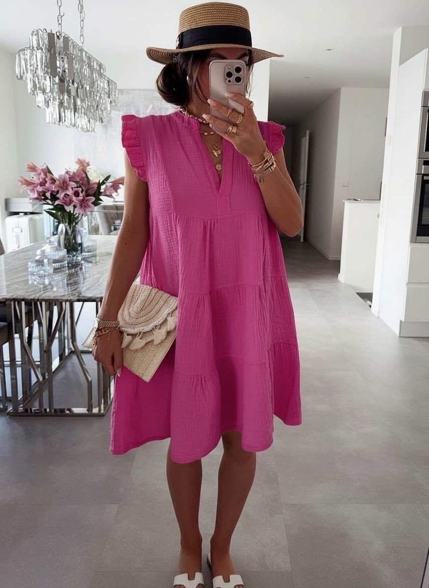 Damesjurk Zomer met Ruffle Mouwtjes en V-hals Lizzy
