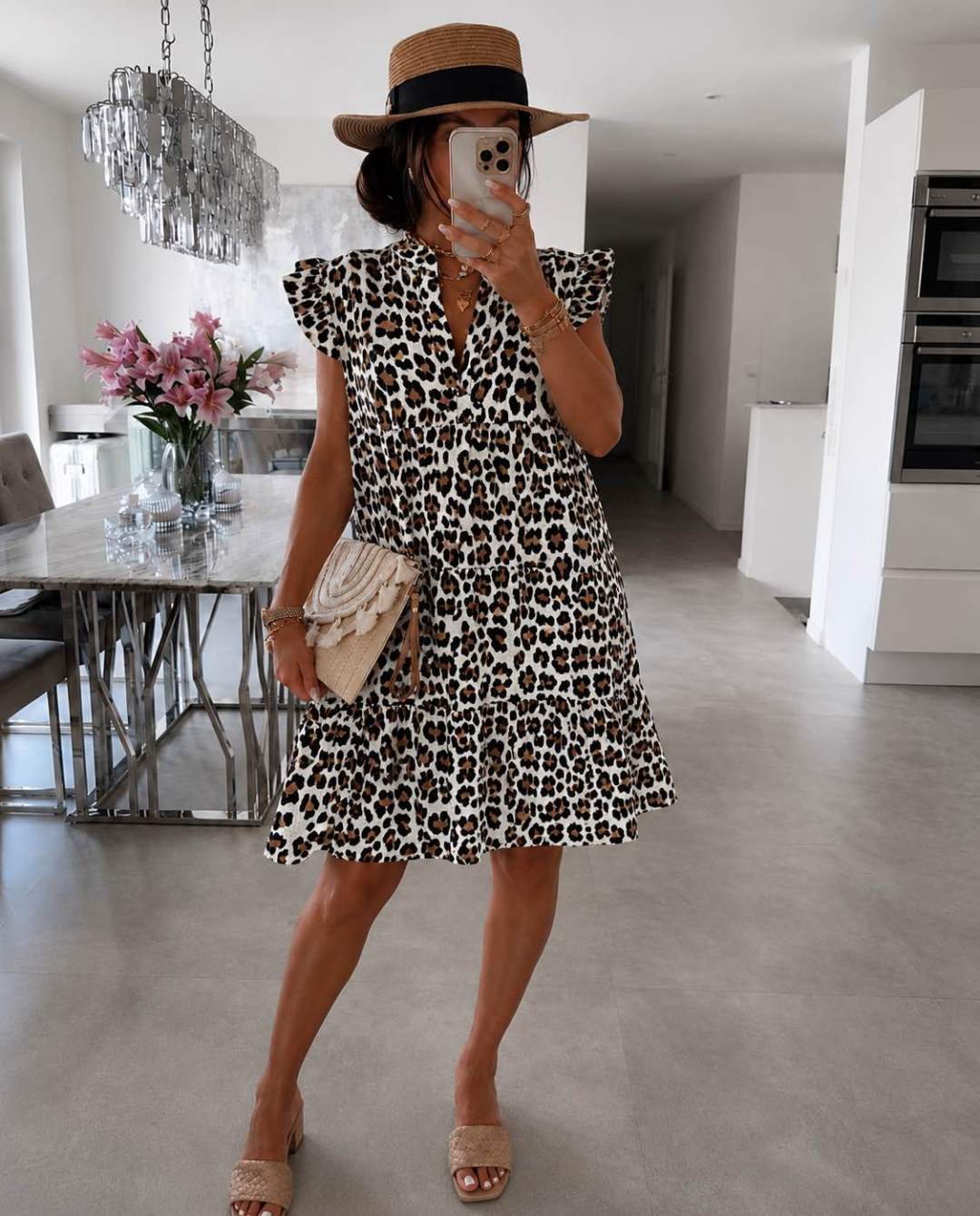 Damesjurk met Ruffle Mouwtjes en Trendy Print Lizzy