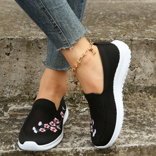 Damesloafers met Bloemenborduurwerk en Ademend Mesh Lizzy