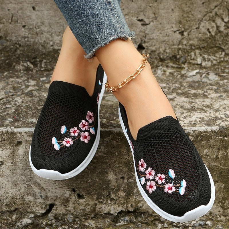 Damesloafers met Bloemenborduurwerk en Ademend Mesh Lizzy