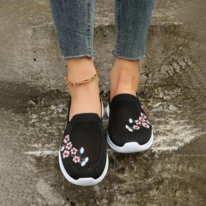Damesloafers met Bloemenborduurwerk en Ademend Mesh Lizzy