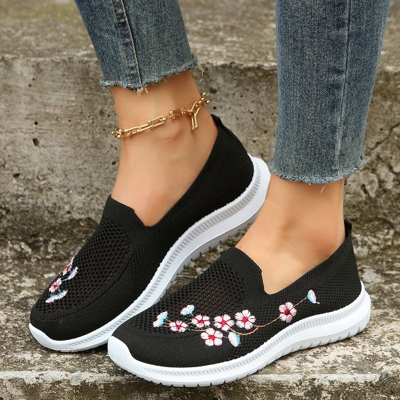Damesloafers met Bloemenborduurwerk en Ademend Mesh Lizzy