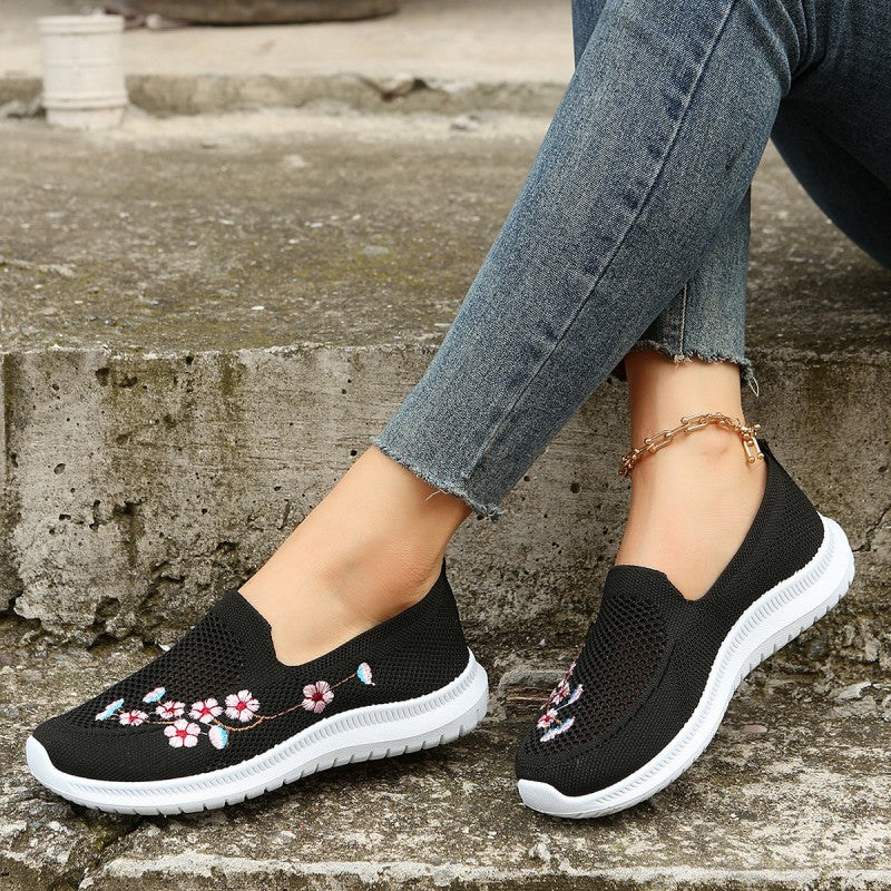 Damesloafers met Bloemenborduurwerk en Ademend Mesh Lizzy