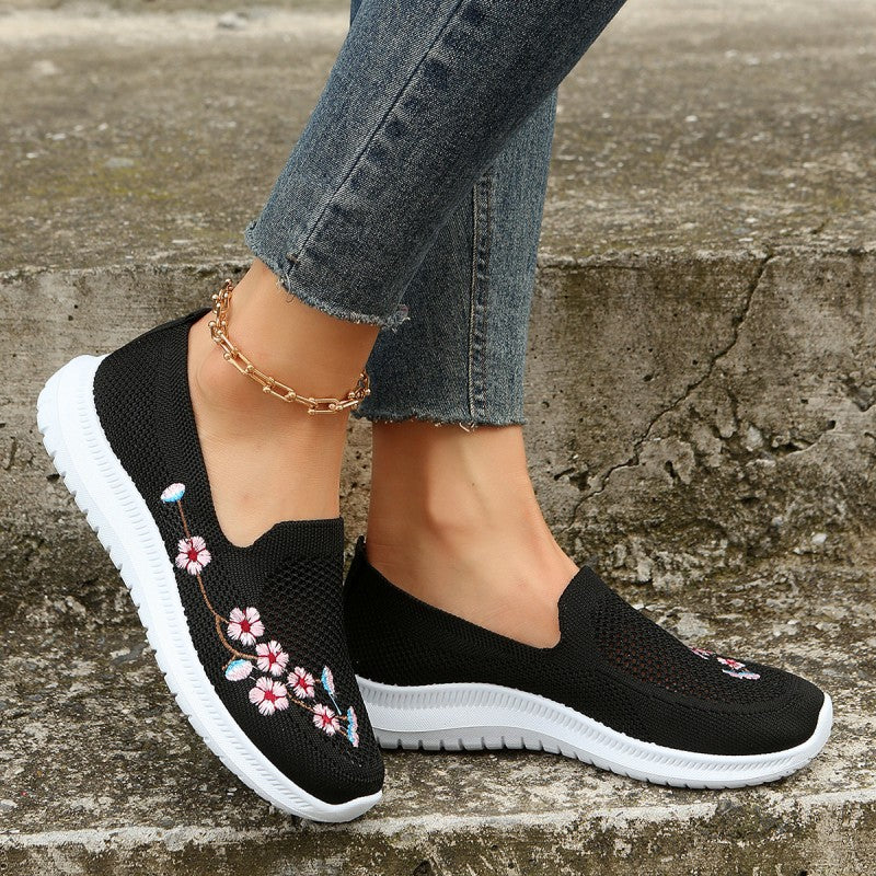 Damesloafers met Bloemenborduurwerk en Ademend Mesh Lizzy