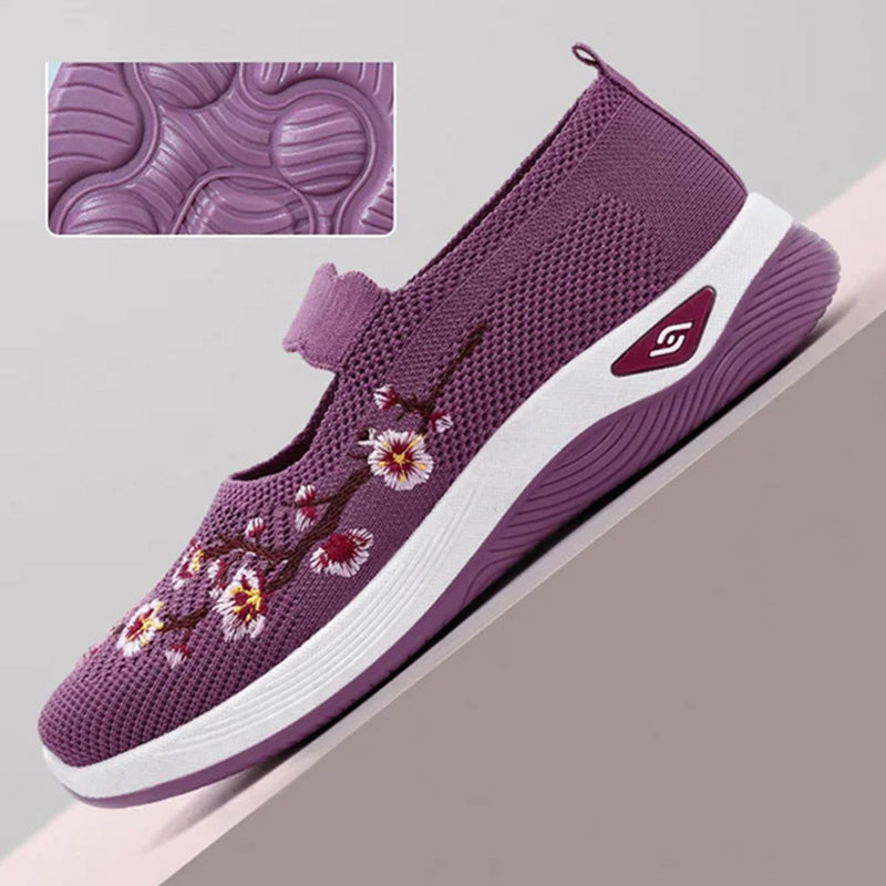 Damesloafers met Bloemenborduurwerk en Comfortabel Mesh Lizzy