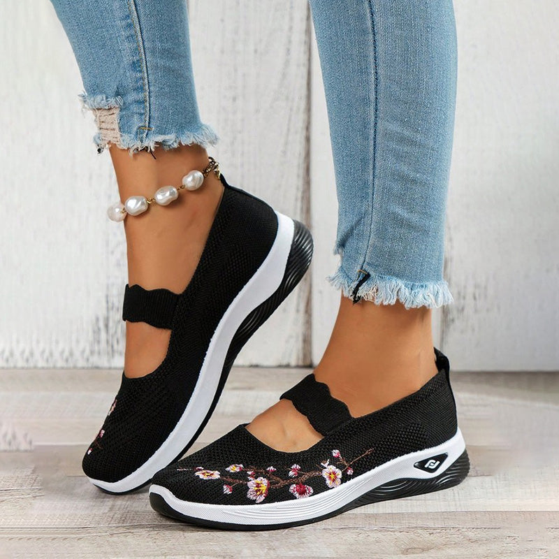 Damesloafers met Bloemenborduurwerk en Comfortabel Mesh Lizzy