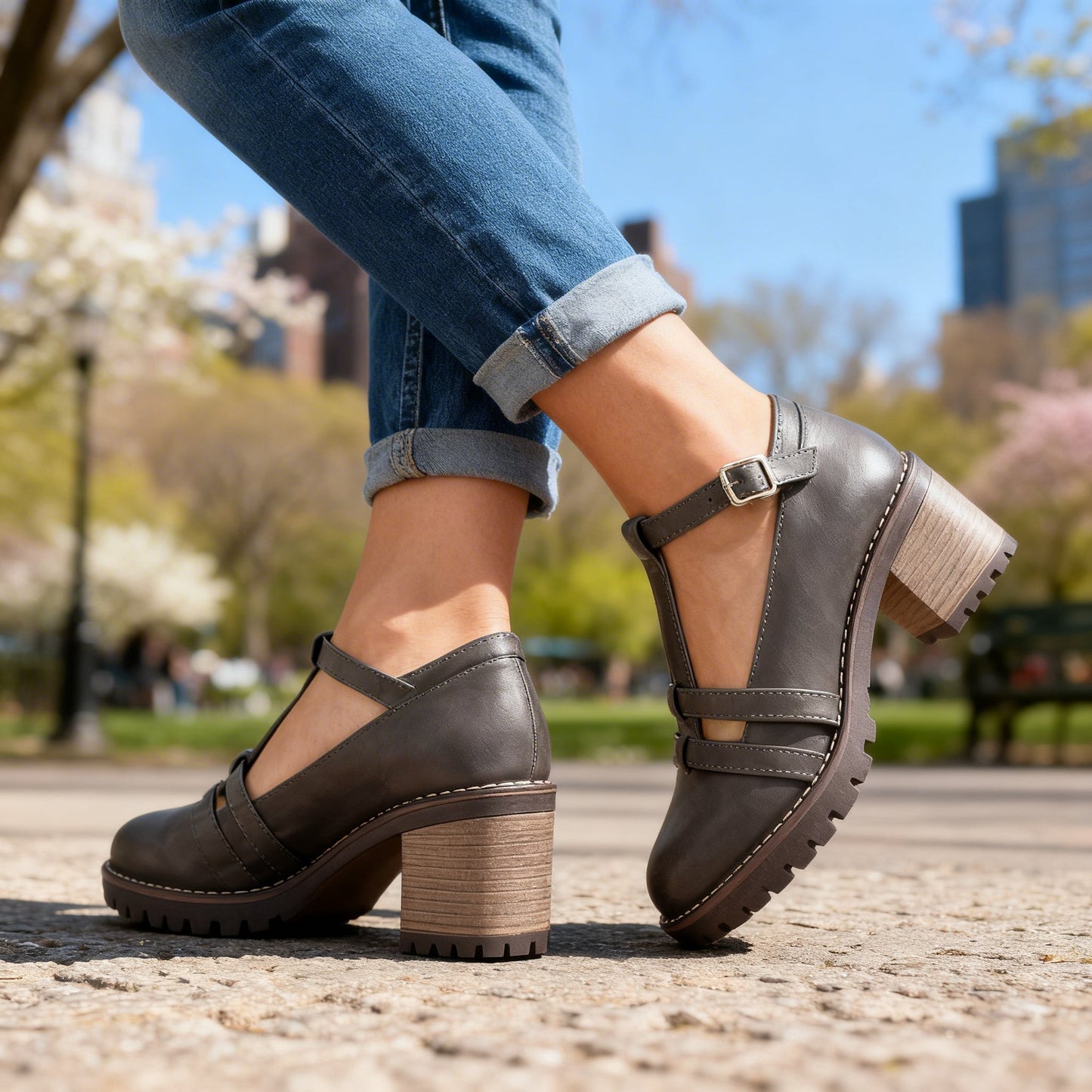 Damesloafers met Blokhak en Verstelbare Bandjes Lizzy