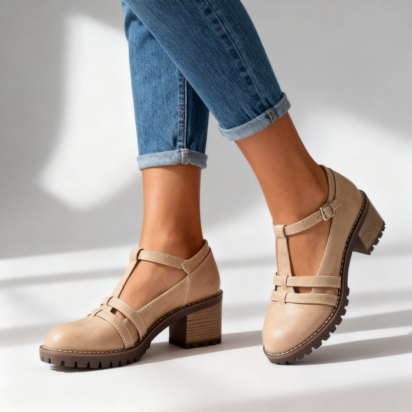 Damesloafers met Blokhak en Verstelbare Bandjes Lizzy