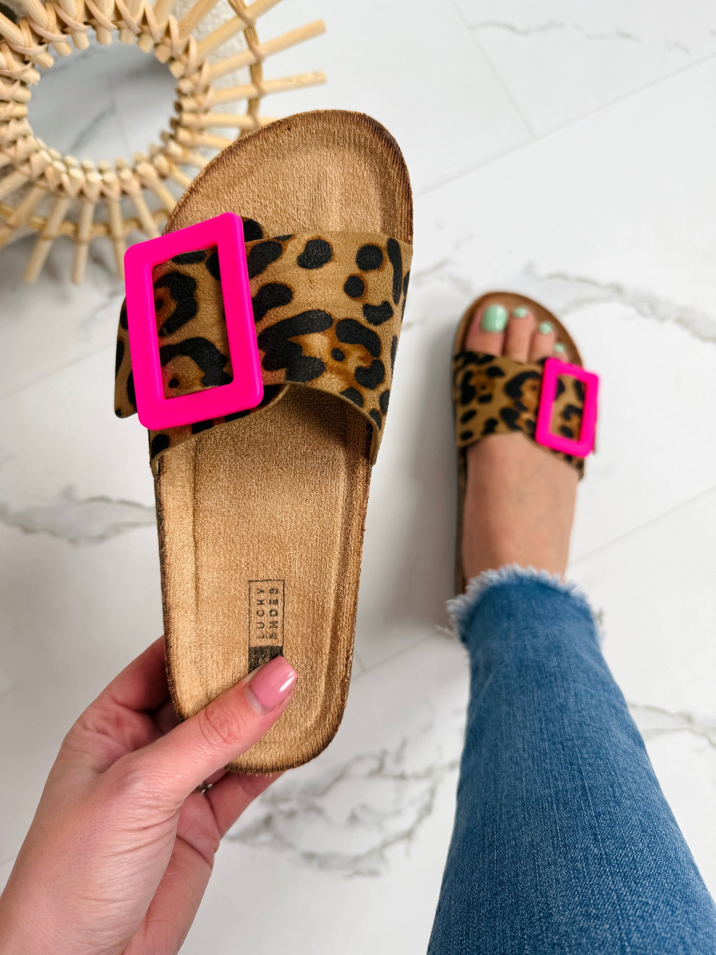 Damesloafers met Leopardenprint en Fuchsia Gesp Lizzy