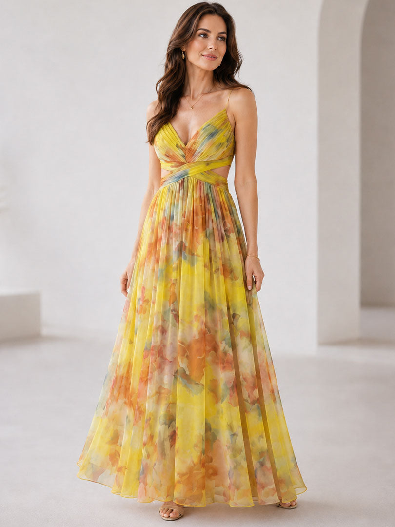 Damesmaxi-jurk met Bloemenprint en Dunne Bandjes Lizzy