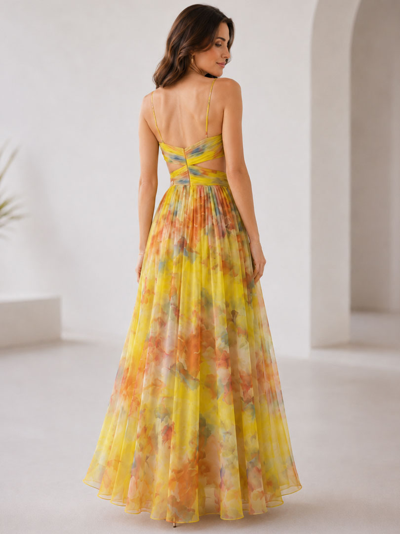 Damesmaxi-jurk met Bloemenprint en Dunne Bandjes Lizzy