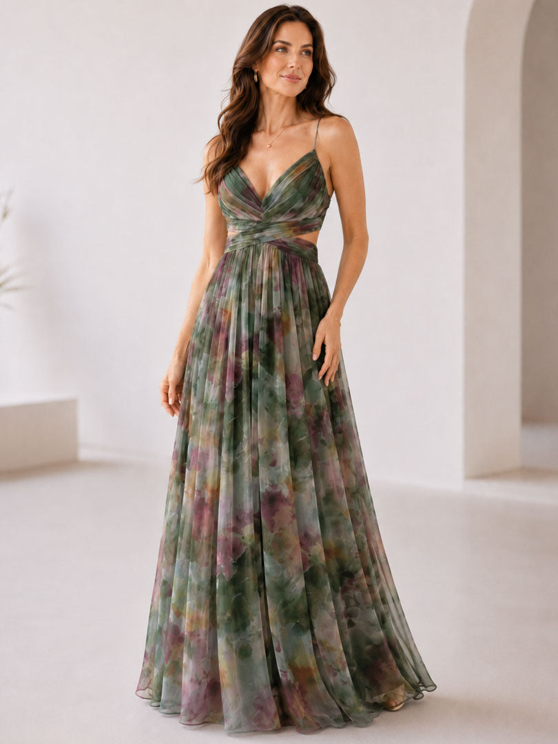 Damesmaxi-jurk met Bloemenprint en Dunne Bandjes Lizzy