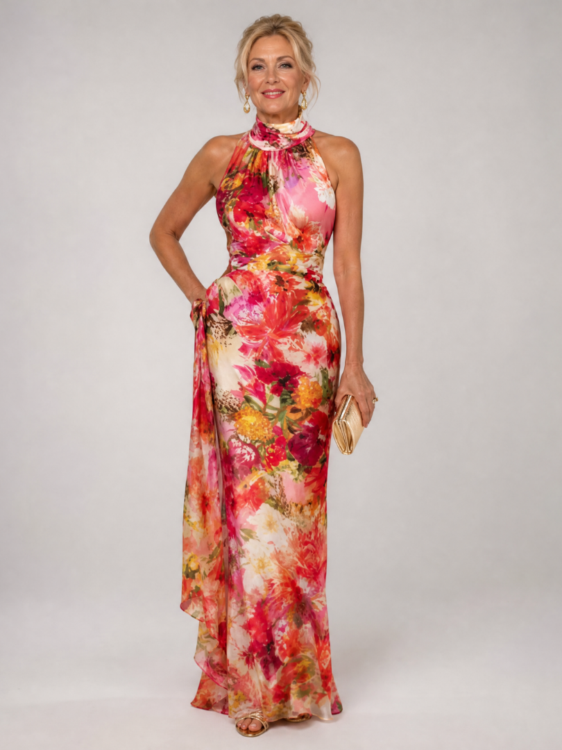 Dames Maxi Jurk met Halterhals