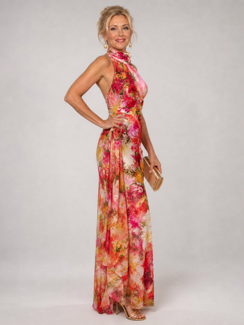 Dames Maxi Jurk met Halterhals