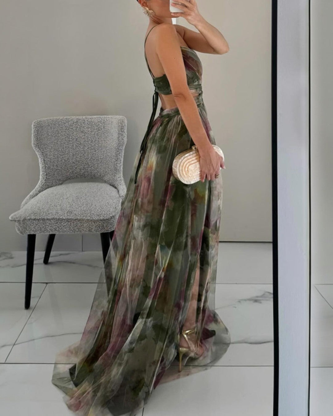 Damesmaxi-jurk met Bloemenprint en Verstelbare Bandjes Lizzy