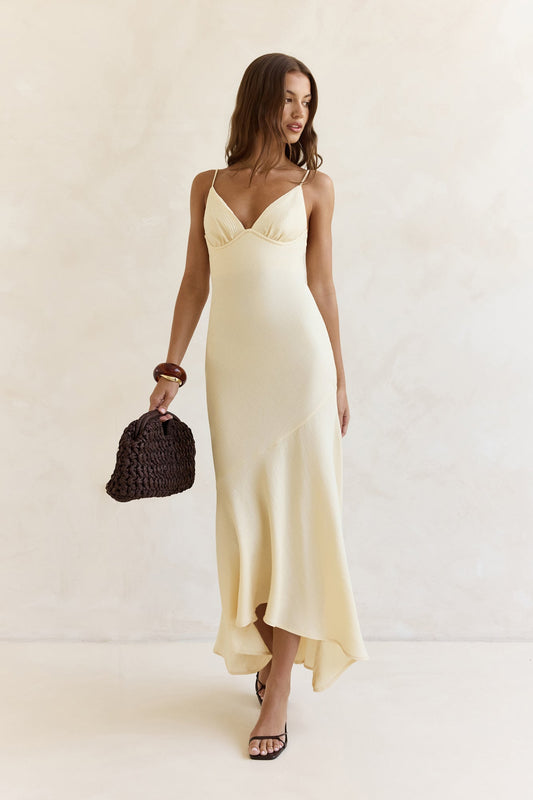 Damesmaxi-jurk met V-hals en Asymmetrische Zoom Lizzy