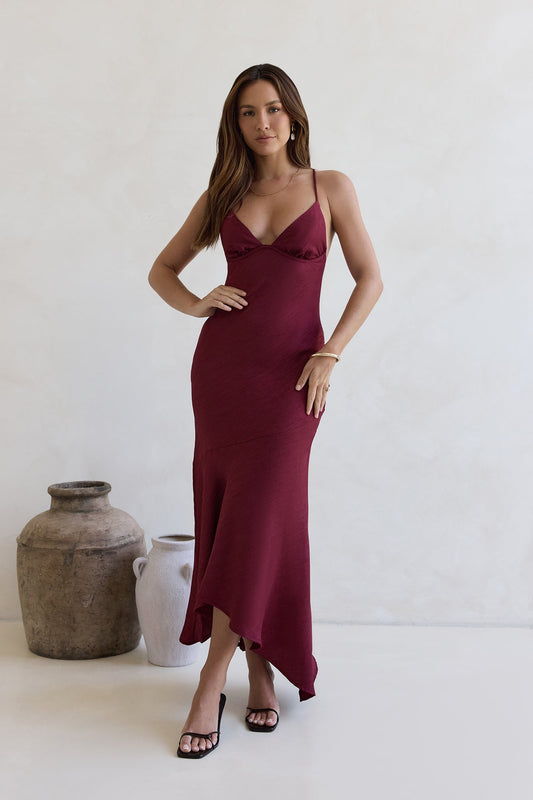 Damesmaxi-jurk met V-hals en Asymmetrische Zoom Lizzy