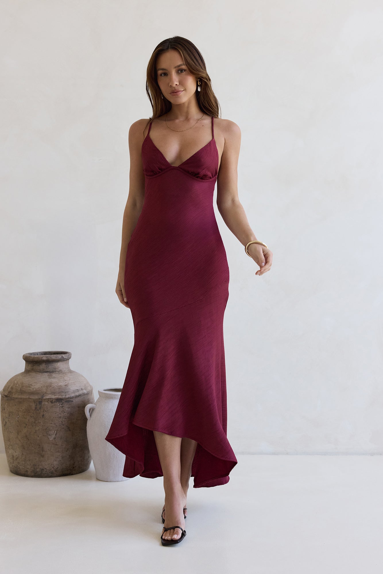 Damesmaxi-jurk met V-hals en Asymmetrische Zoom Lizzy