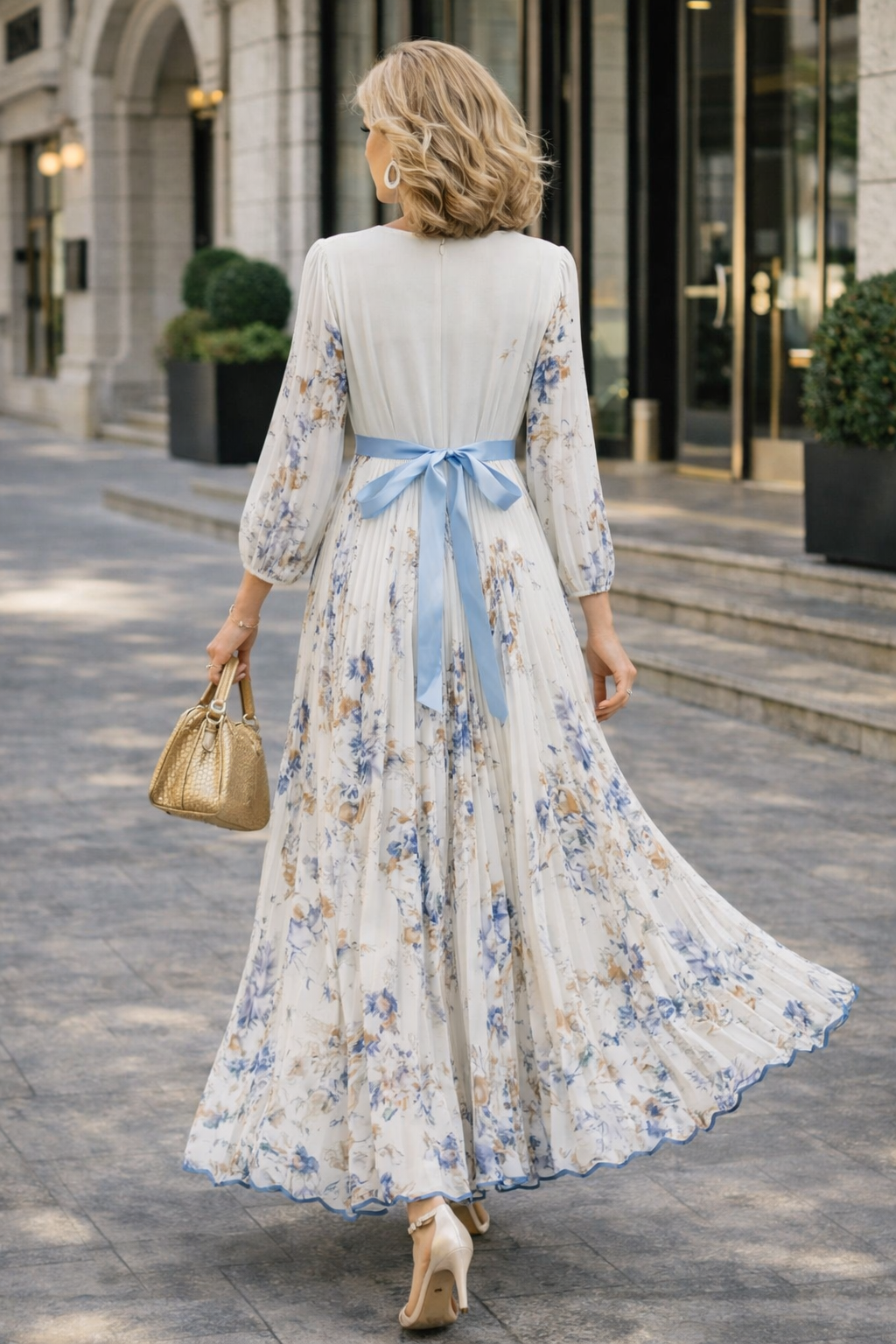 Damesmaxi-jurk met V-hals en Bloemenprint Lizzy