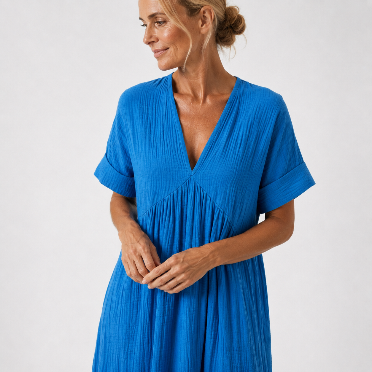 Damesmaxi-jurk met V-hals en Lange Snit Lizzy
