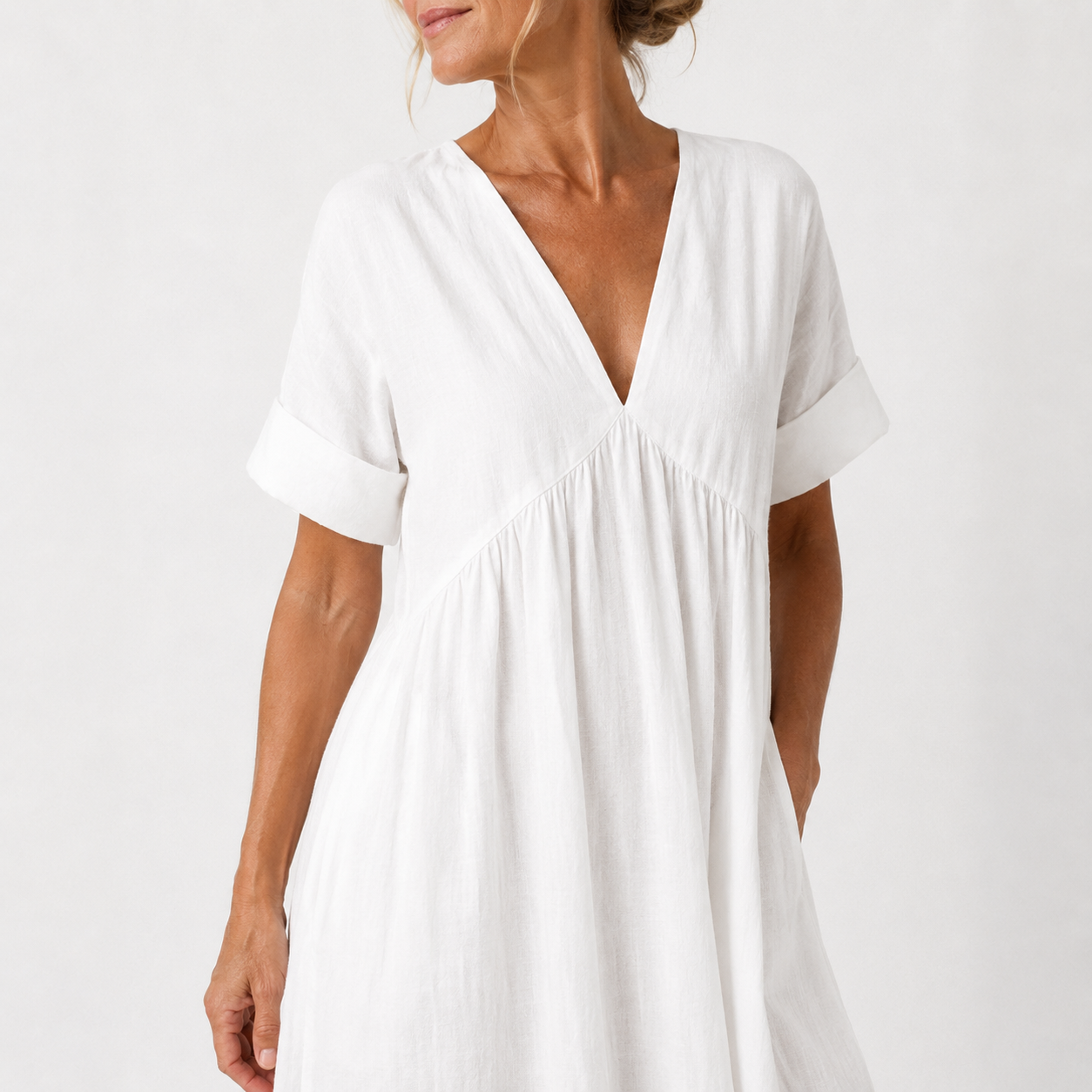 Damesmaxi-jurk met V-hals en Lange Snit Lizzy