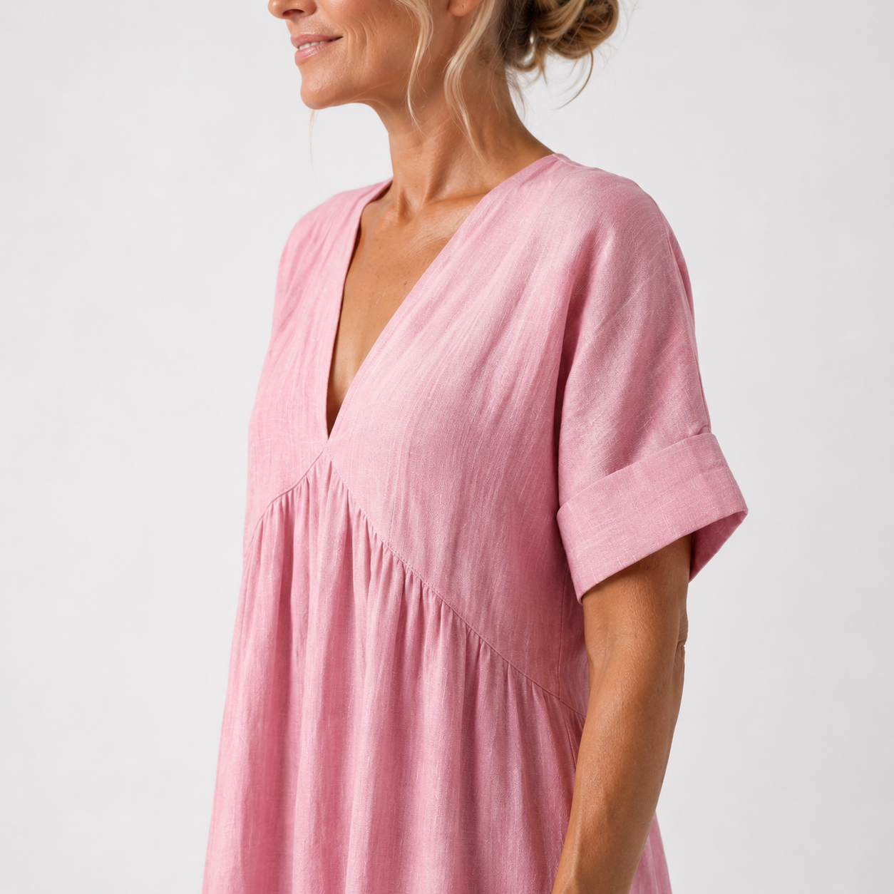 Damesmaxi-jurk met V-hals en Lange Snit Lizzy