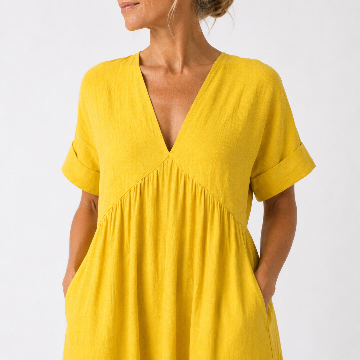 Damesmaxi-jurk met V-hals en Lange Snit Lizzy