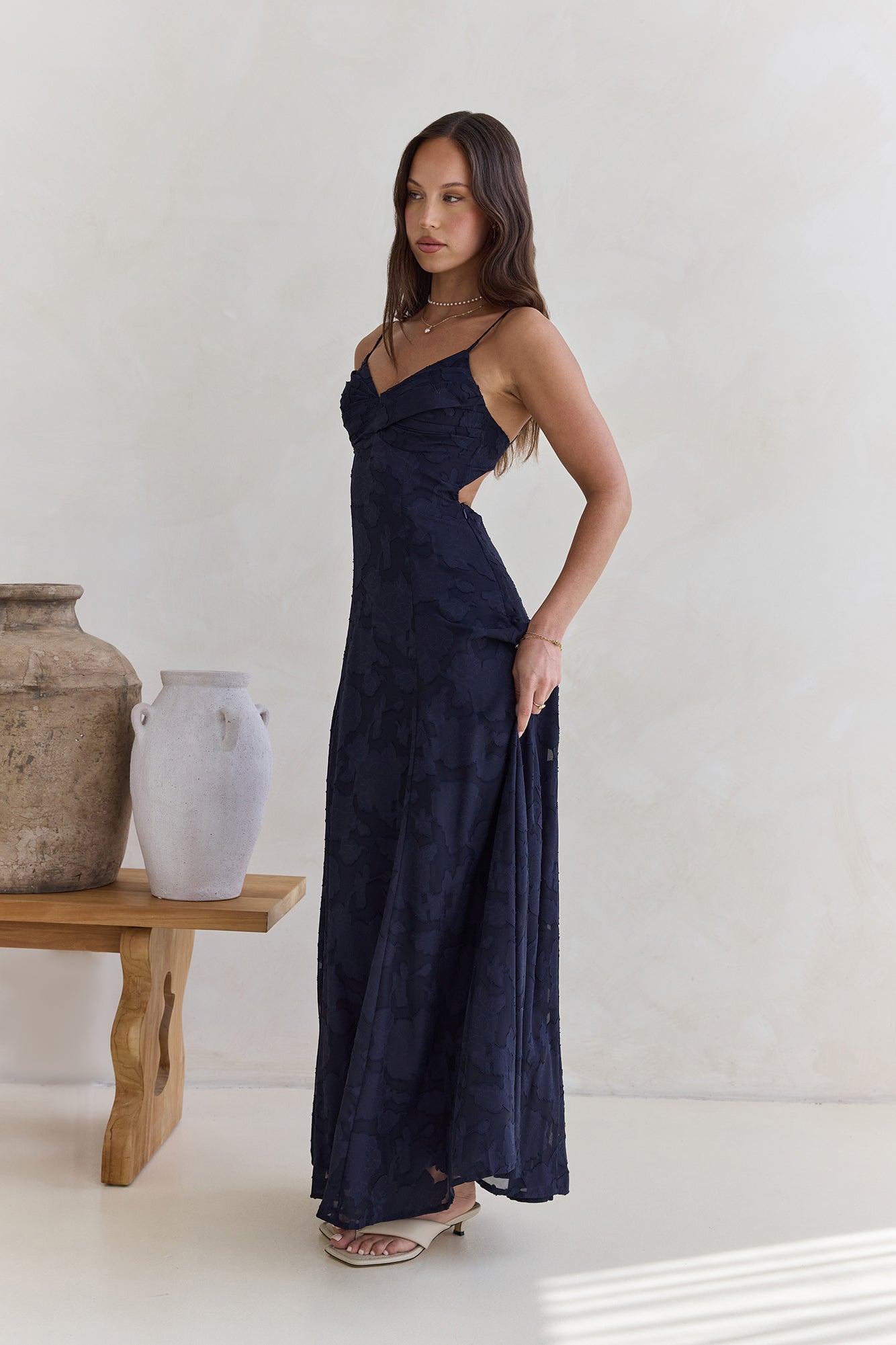 Damesmaxi-jurk met V-hals en Verstelbare Bandjes Lizzy