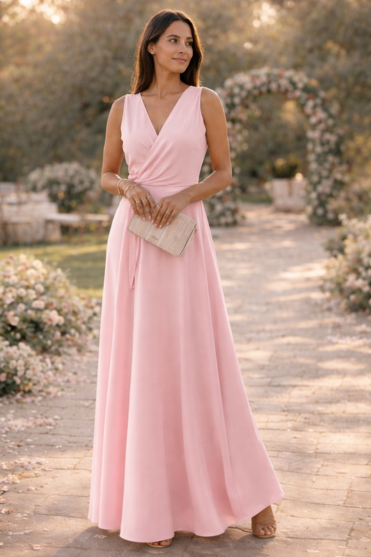 Damesmaxi-jurk met Wikkellook en Diepe V-hals Lizzy