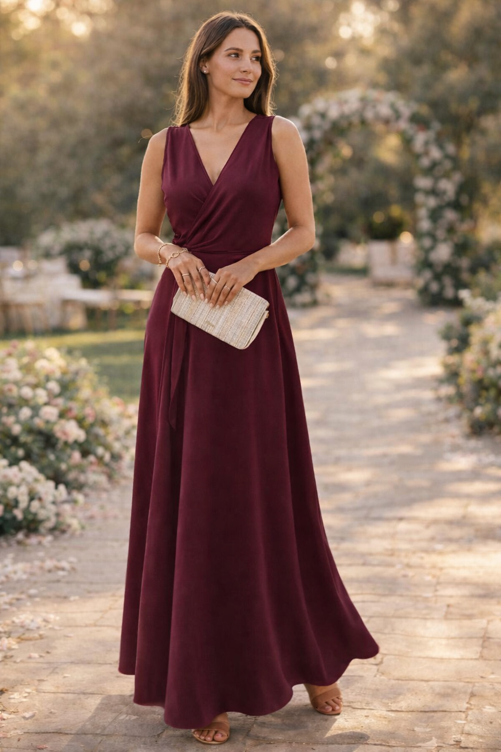 Damesmaxi-jurk met Wikkelontwerp en Elegante V-hals Lizzy