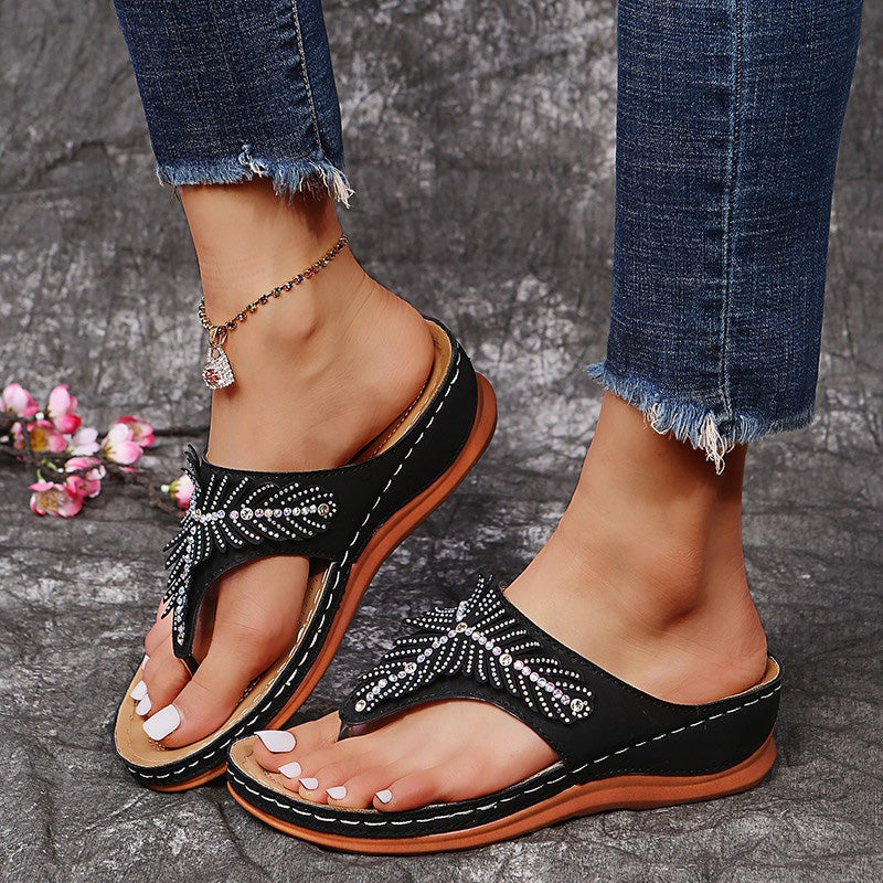 Damesplatformslippers met Strass en Middelhoge Hak Lizzy