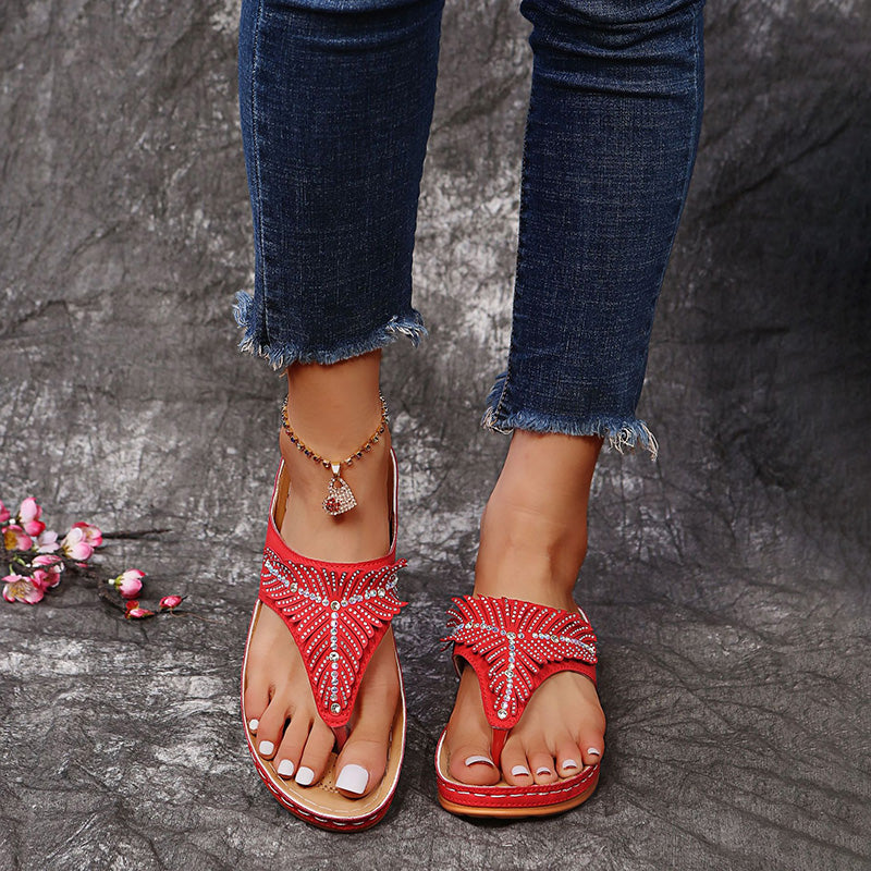 Damesplatformslippers met Strass en Middelhoge Hak Lizzy