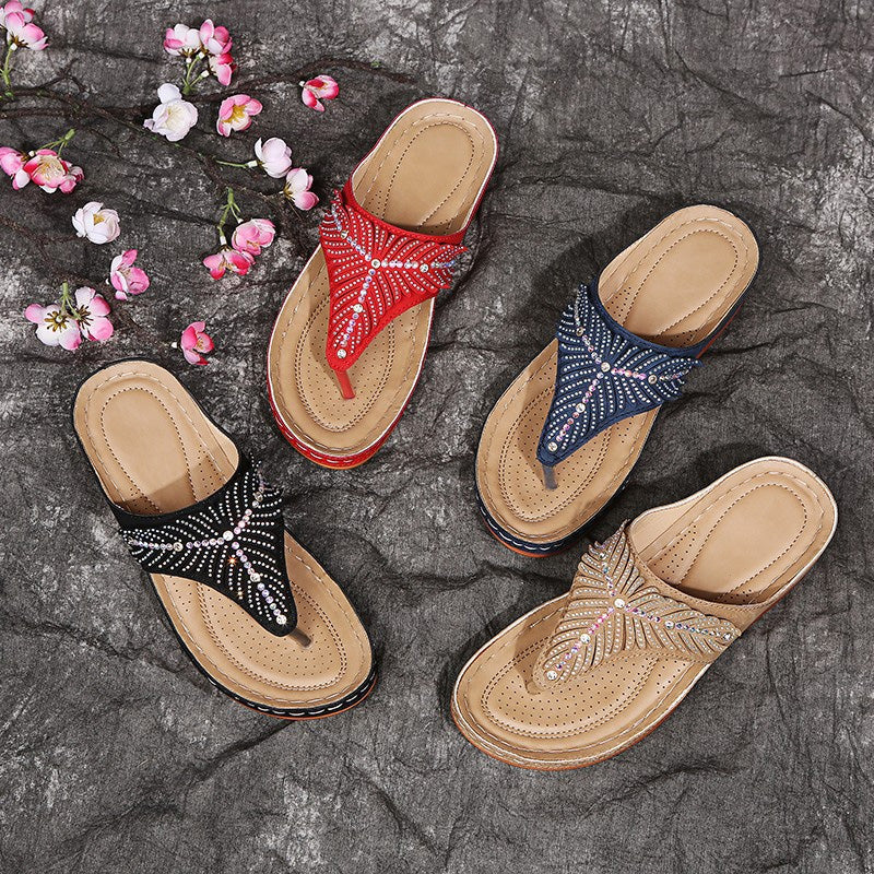 Damesplatformslippers met Strass en Middelhoge Hak Lizzy