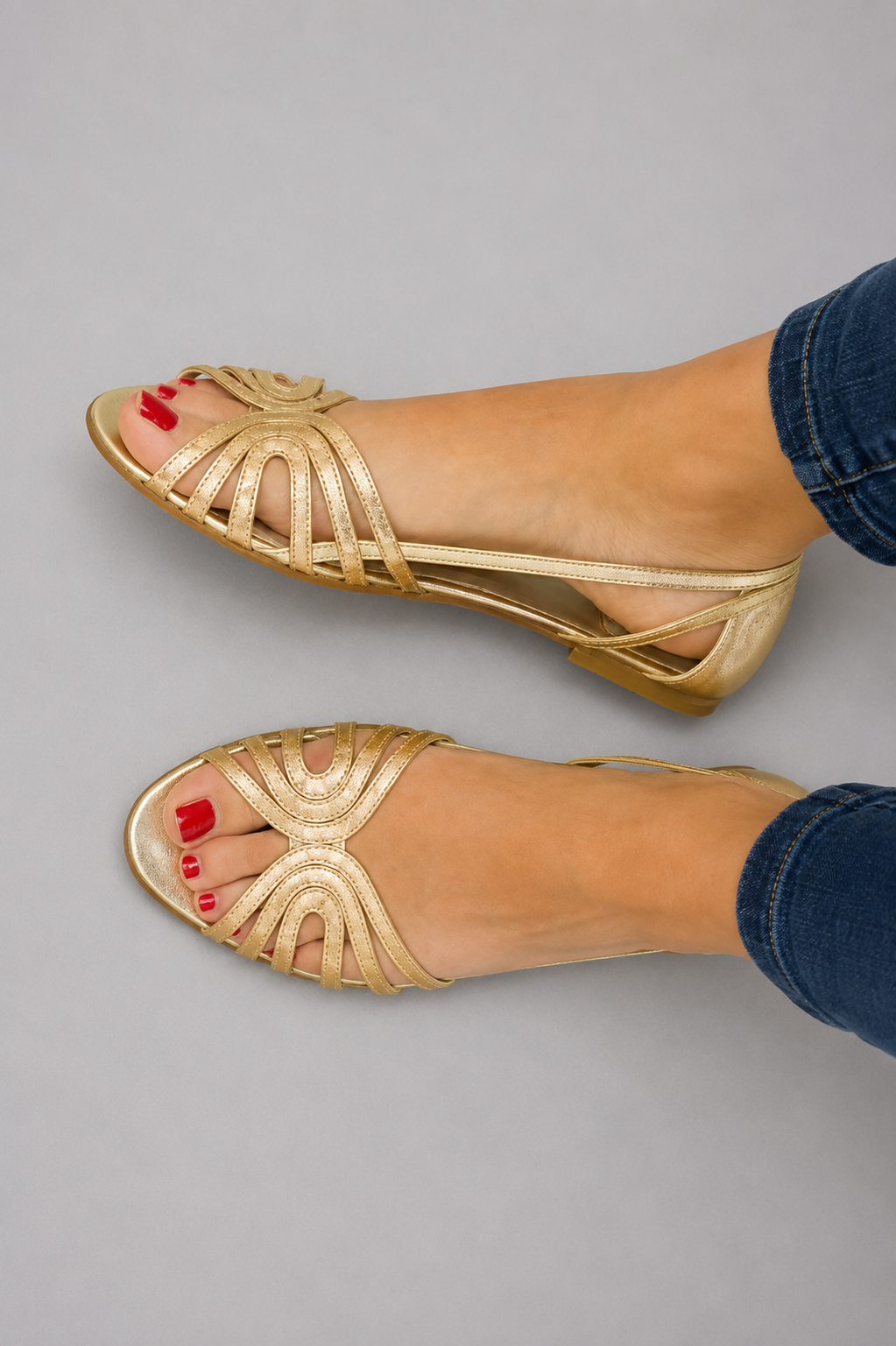 Damessandalen met Dunne Bandjes en Goudkleurige Accenten Lizzy