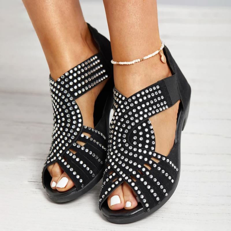 Damessandalen met Hak en Strass Lizzy