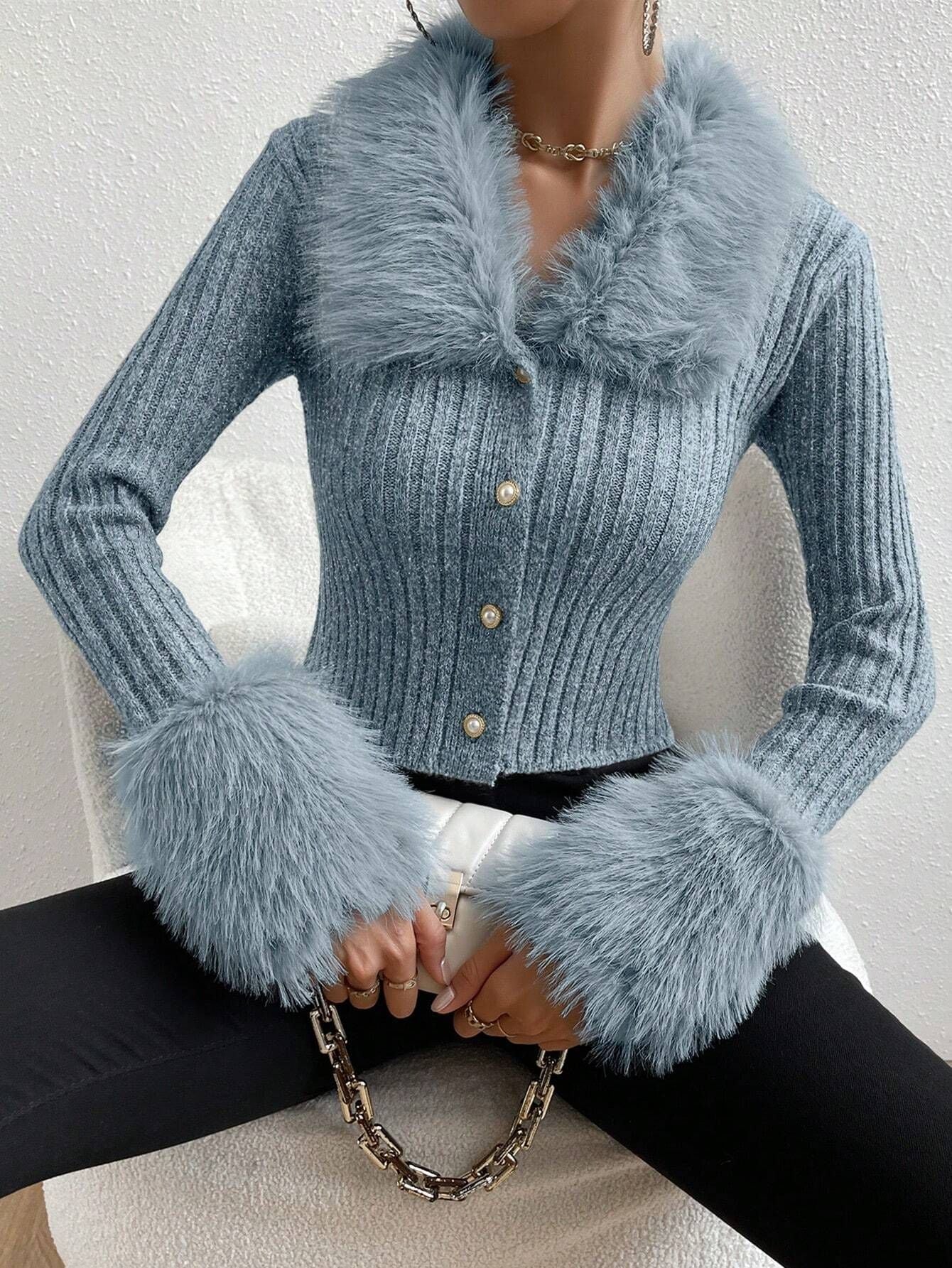 Dames Vest met Bontkraag