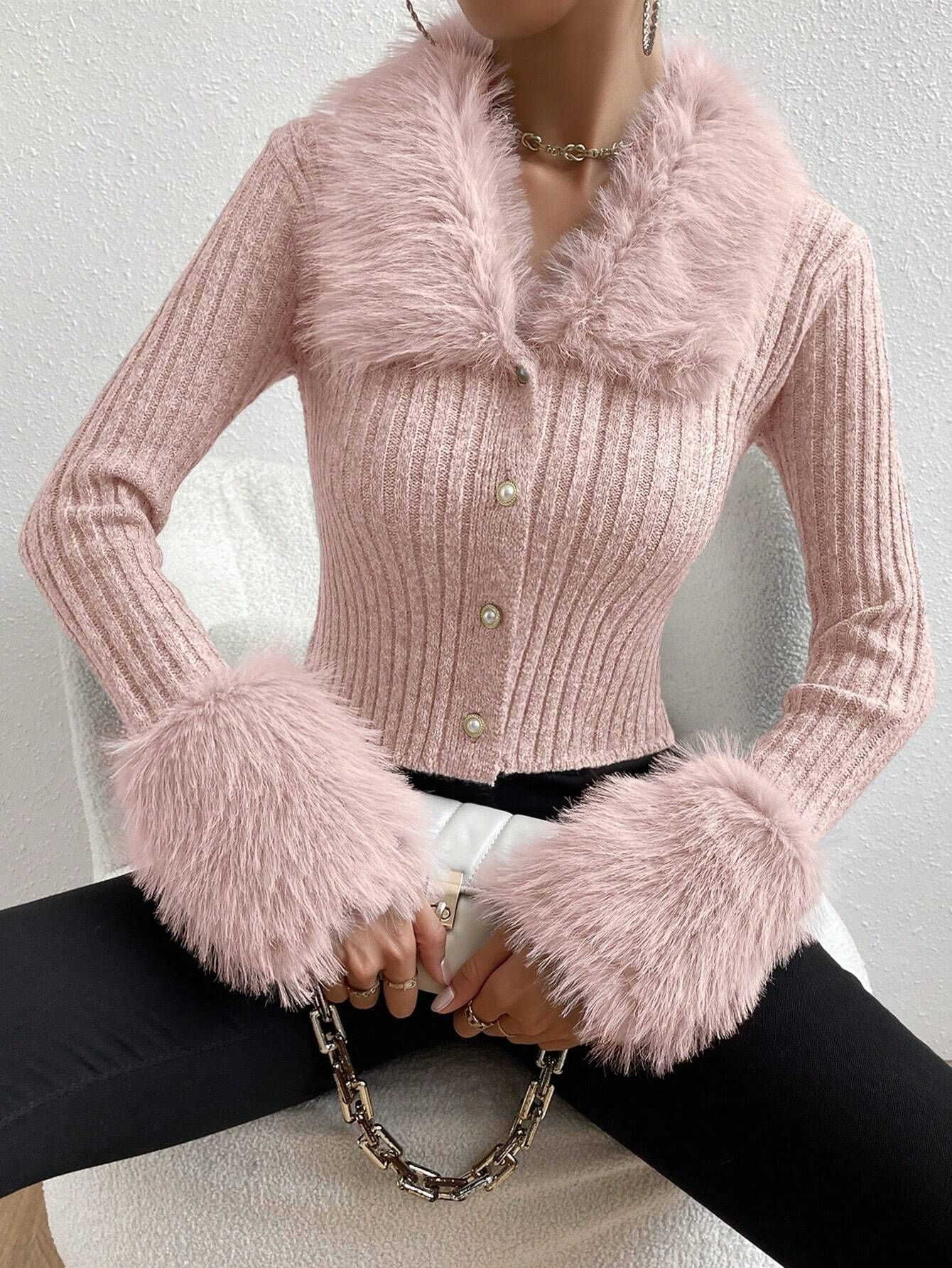 Dames Vest met Bontkraag
