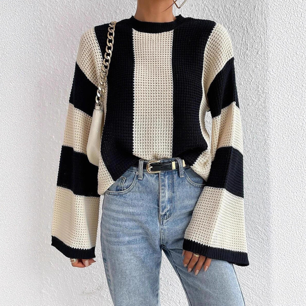 Dames Oversized Trui met Kleurblokken