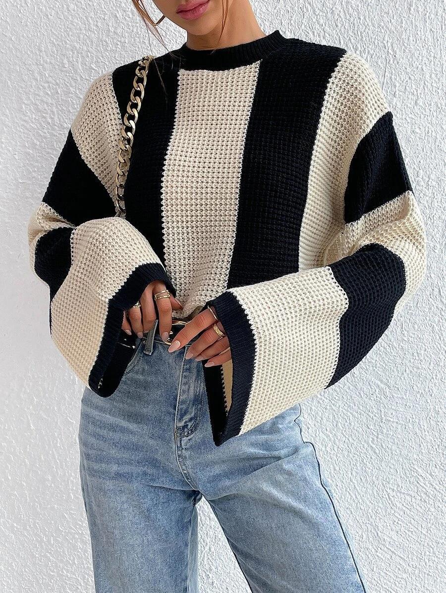 Dames Oversized Trui met Kleurblokken