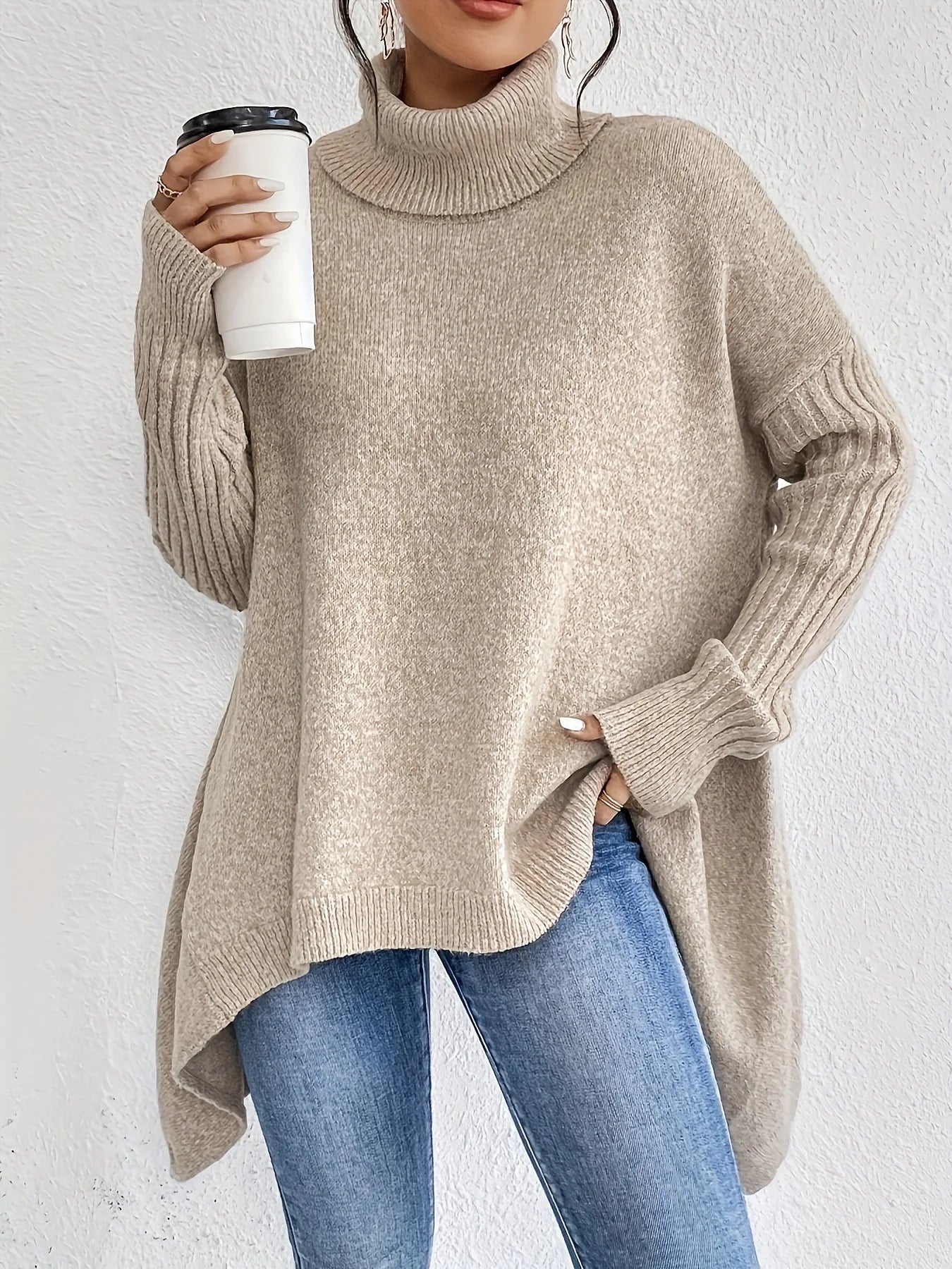 Damestrui Oversized met Asymmetrische Zoom en Zijsplitten Lizzy