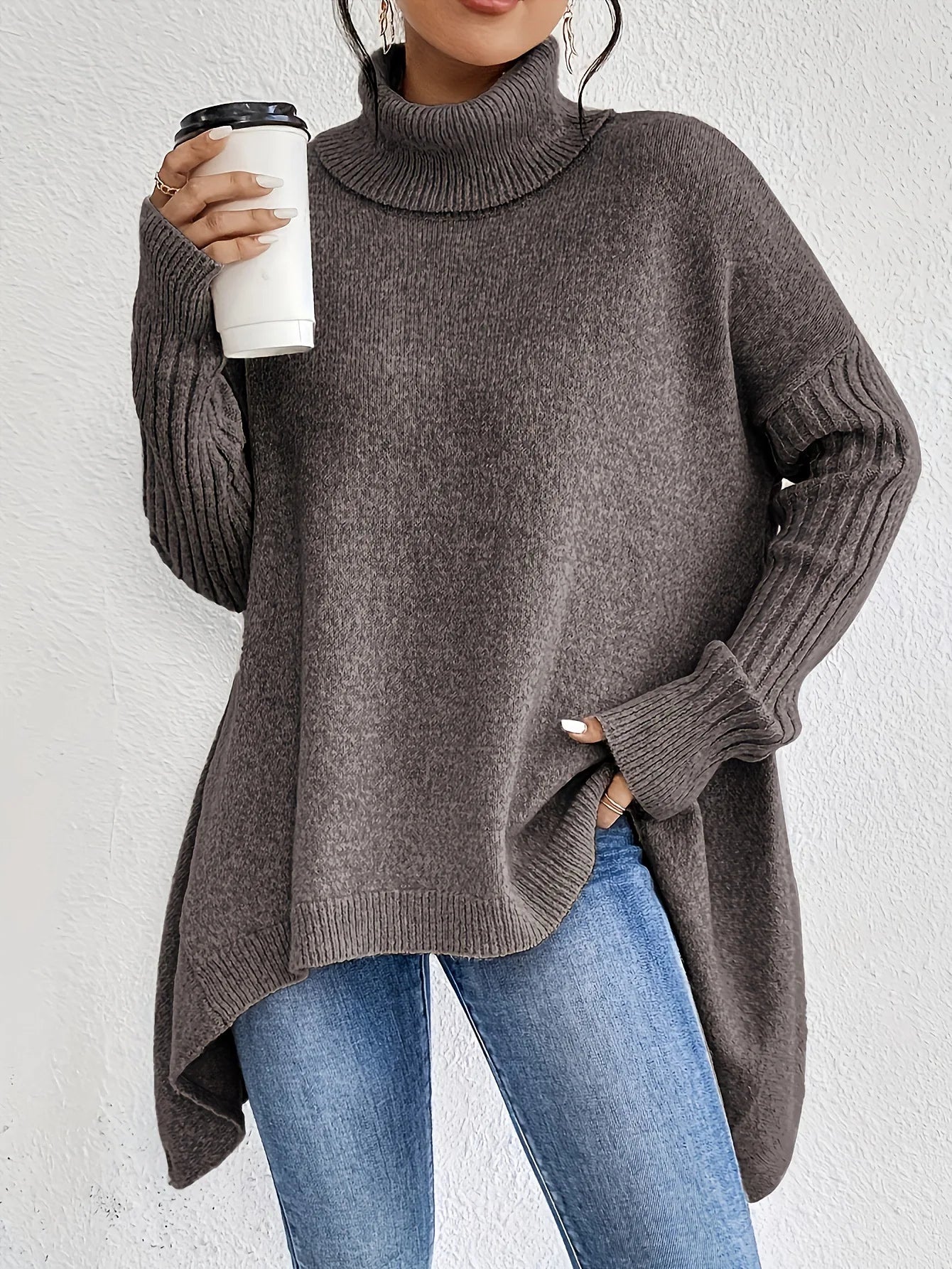 Damestrui Oversized met Asymmetrische Zoom en Zijsplitten Lizzy