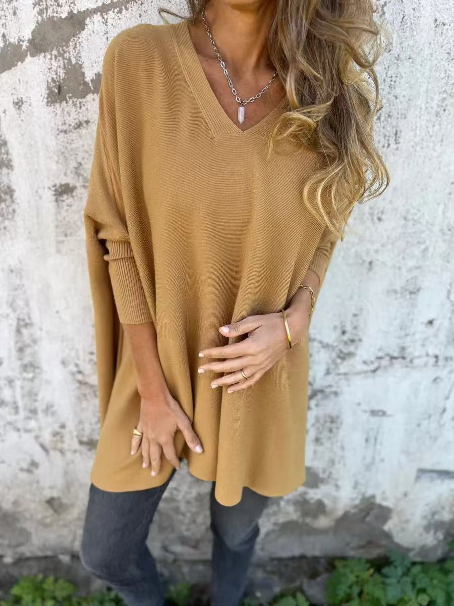 Damestrui Oversized met V-hals en Gebreid Patroon Lizzy