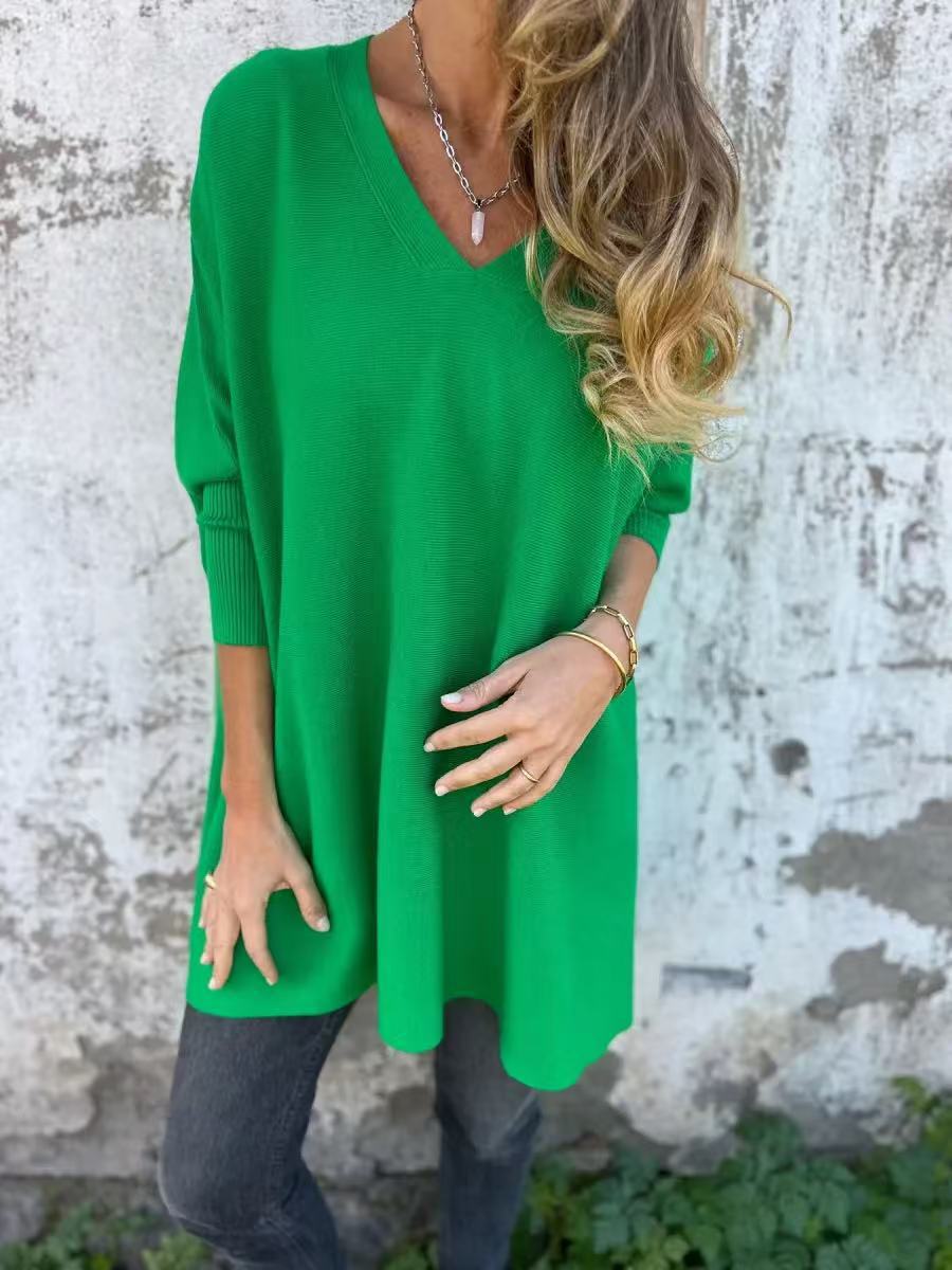 Damestrui Oversized met V-hals en Gebreid Patroon Lizzy