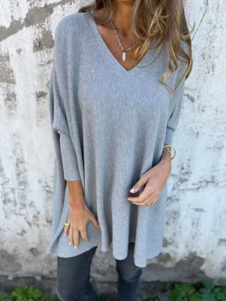 Damestrui Oversized met V-hals en Gebreid Patroon Lizzy