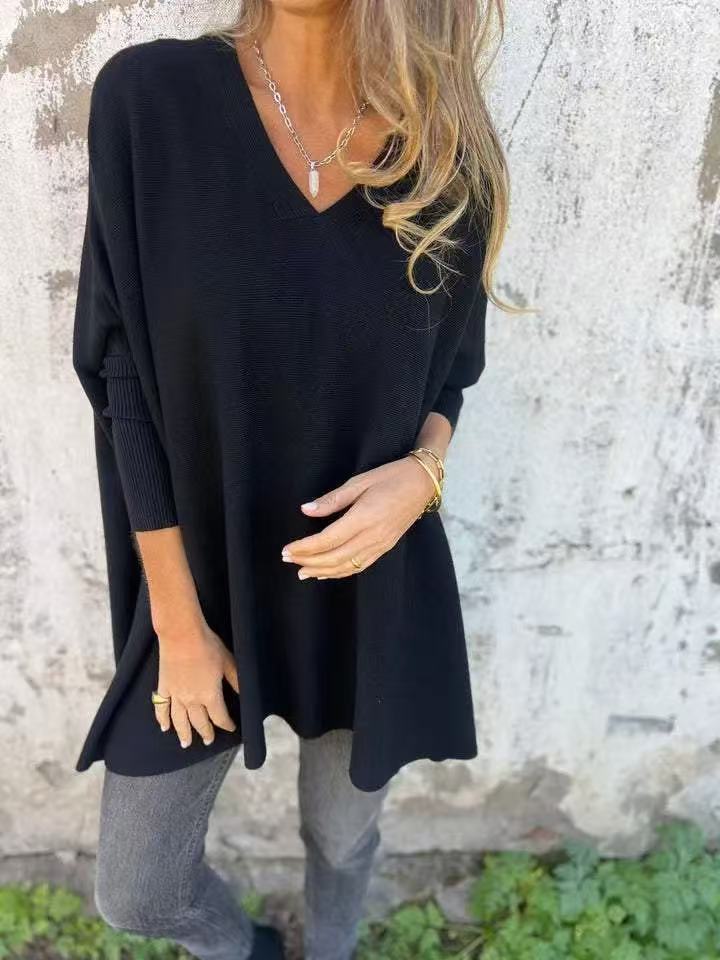 Damestrui Oversized met V-hals en Gebreid Patroon Lizzy